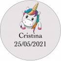 Sticker coeurs licorne rond transparent personnalisé