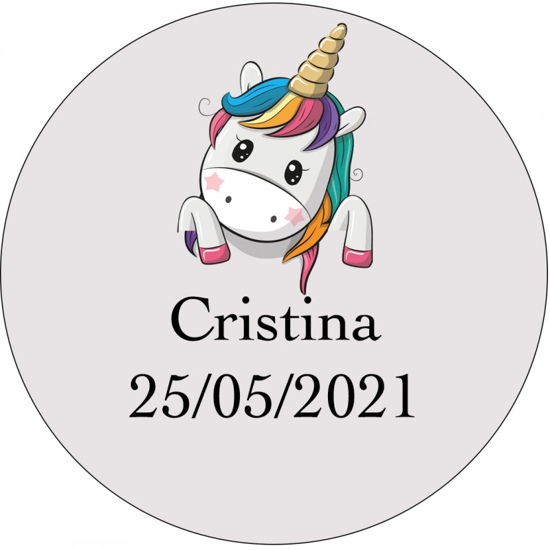 Sticker Coeurs Licorne, Rond Transparent Personnalisé Sticker Coeurs Licorne, Rond Transparent Personnalisé