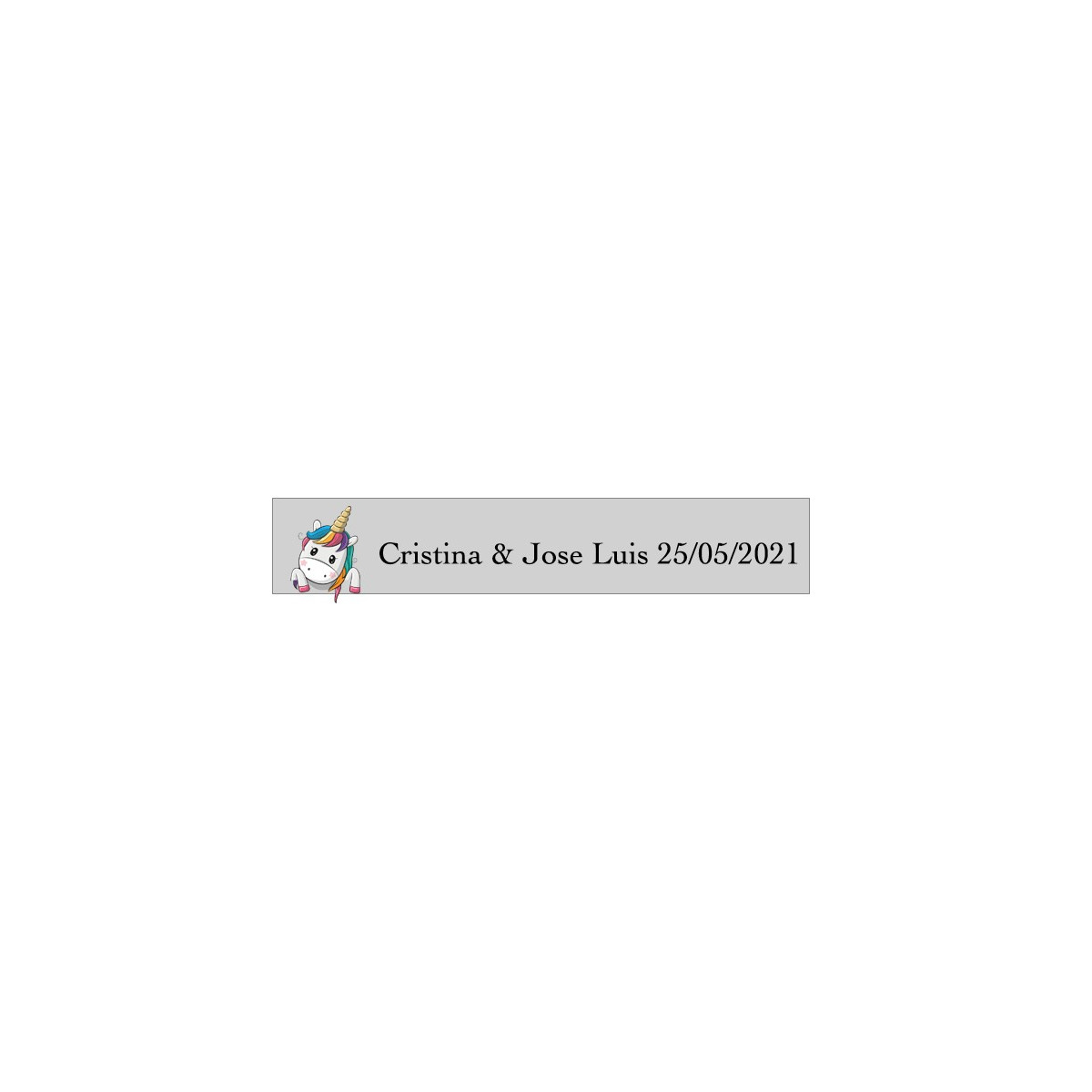 Sticker coeurs de licorne mariage personnalisé transparent rectangulaire