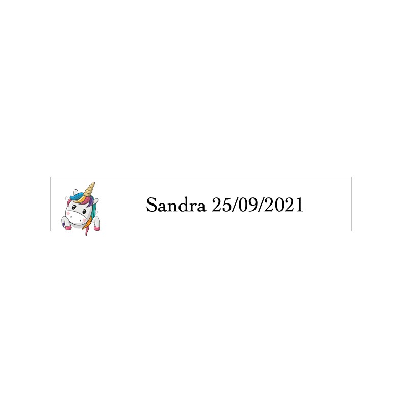 Adhesivo unicornio corazones, rectangular blanco personalizado Adhesivo unicornio corazones, rectangular blanco personalizado