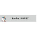 Sticker coeurs licorne rectangulaire transparent personnalisé