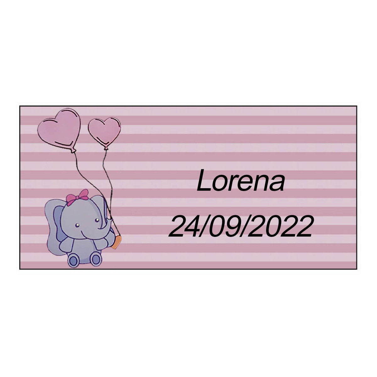 Sticker éléphant rose personnalisé pour le baptême