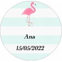 Autocollant Flamenco Rond Personnalisé Avec Nom Et Date