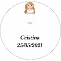 Sticker Fille De Communion, Rond Personnalisé