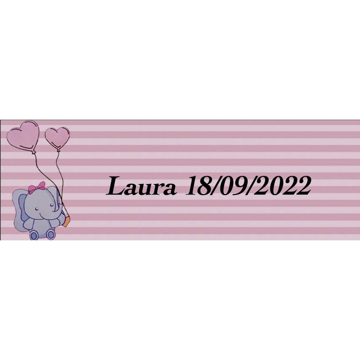 Autocollant éléphant rose rectangulaire personnalisé