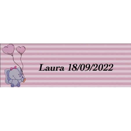 Autocollant éléphant rose rectangulaire personnalisé