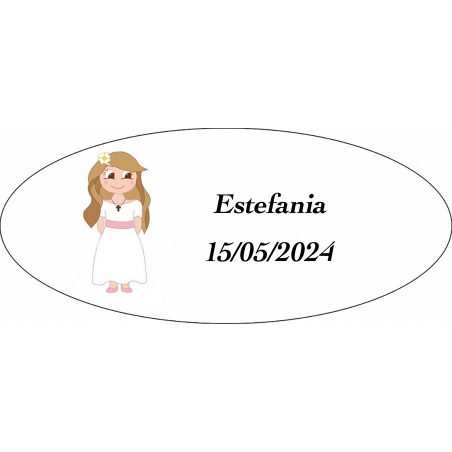 Sticker Fille De Communion, Ovale Personnalisé