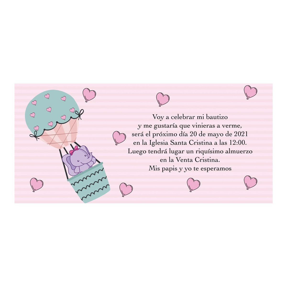 Invitation d éléphant rose personnalisée pour le baptême
