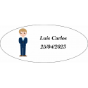 Sticker garçon communion ovale personnalisé
