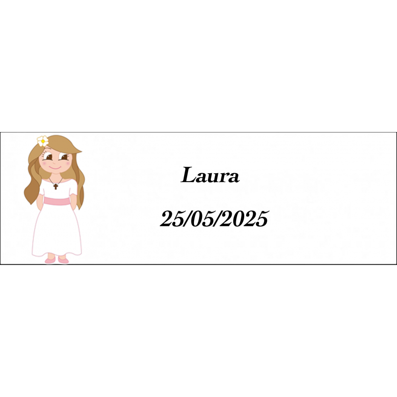 Sticker fille communion rectangulaire personnalisé