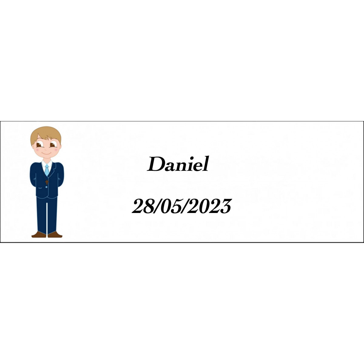 Sticker garçon communion rectangulaire personnalisé