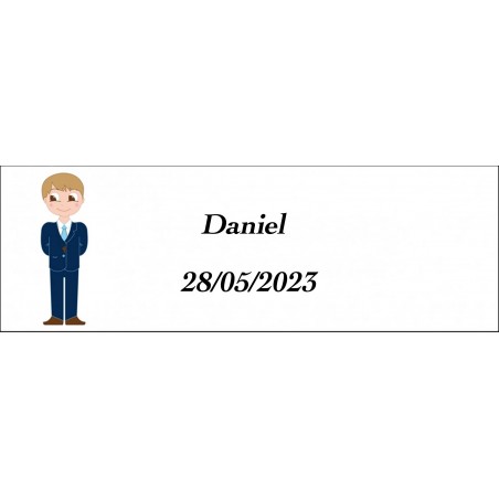 Sticker Garçon Communion, Rectangulaire Personnalisé