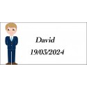 Sticker Garçon Communion, Rectangulaire Personnalisé Avec Prénom Et Date