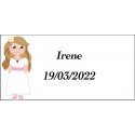Adhésif de communion fille rectangulaire personnalisé avec nom et date