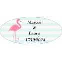 Sticker flamenco ovale personnalisé pour les mariages
