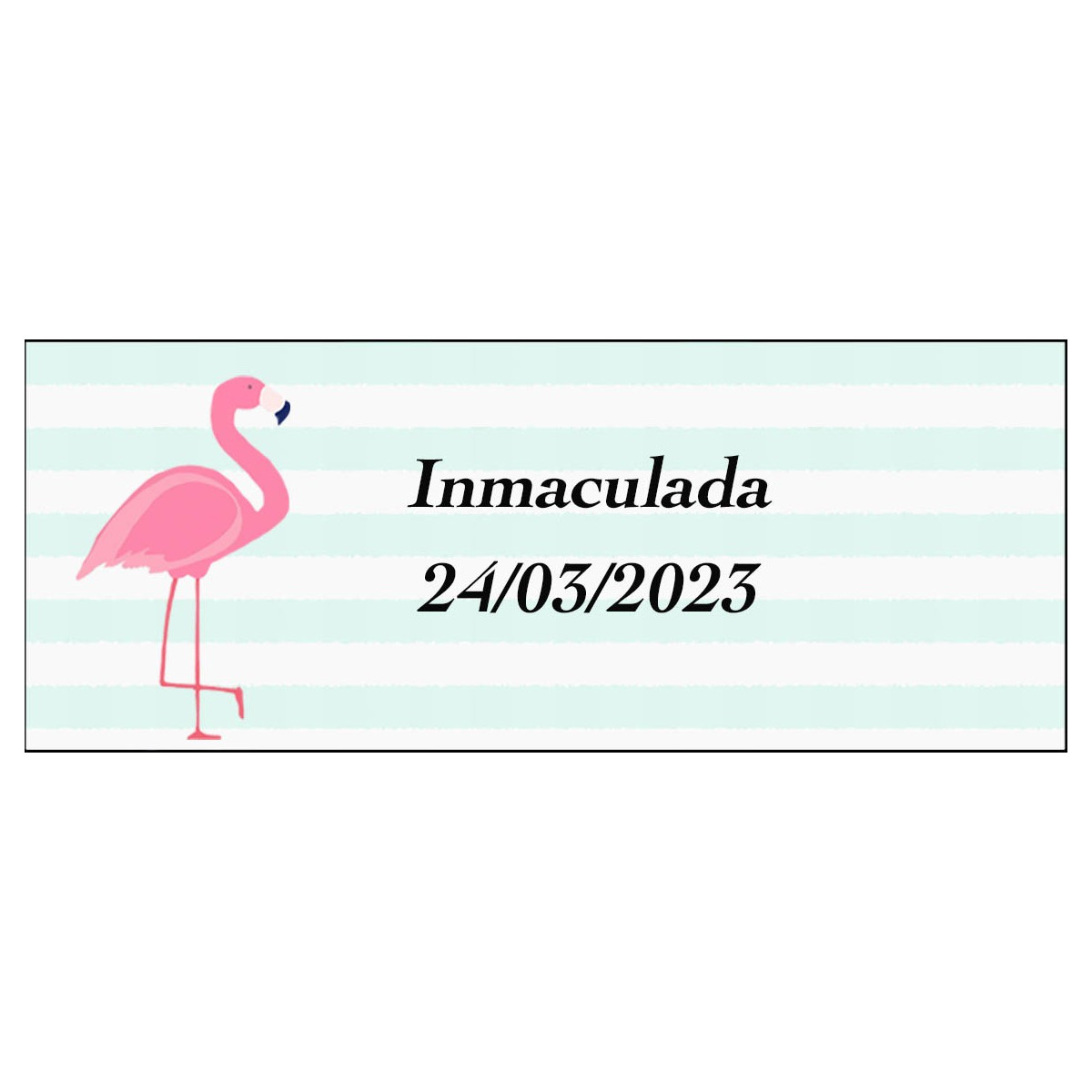 Sticker flamenco rectangulaire personnalisé pour le nom et la date