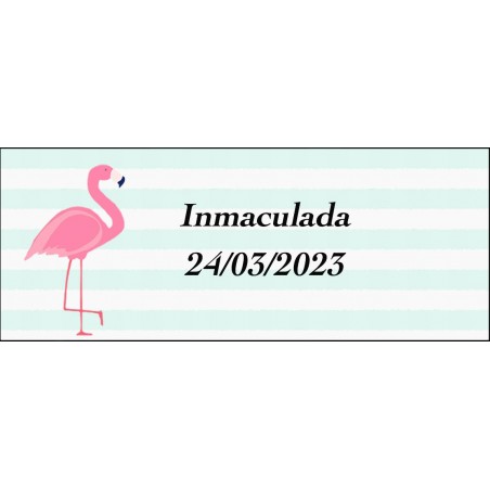 Sticker flamenco rectangulaire personnalisé pour le nom et la date