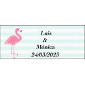 Autocollant flamant rose rectangulaire personnalisé pour mariage