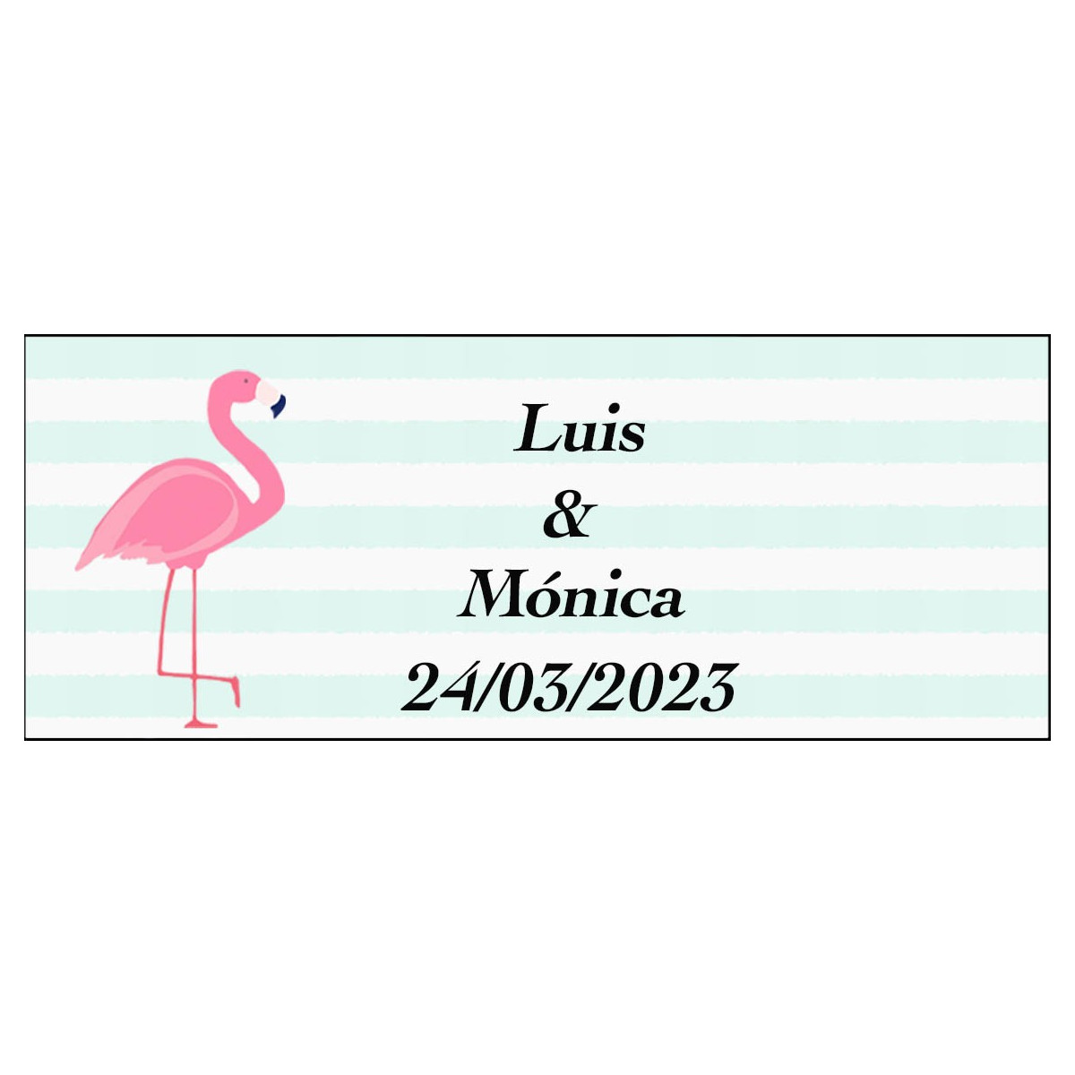 Autocollant flamant rose rectangulaire personnalisé pour mariage