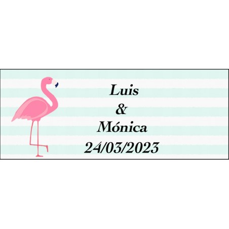 Autocollant flamant rose rectangulaire personnalisé pour mariage