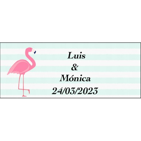 Sticker flamenco rectangulaire personnalisé pour mariage