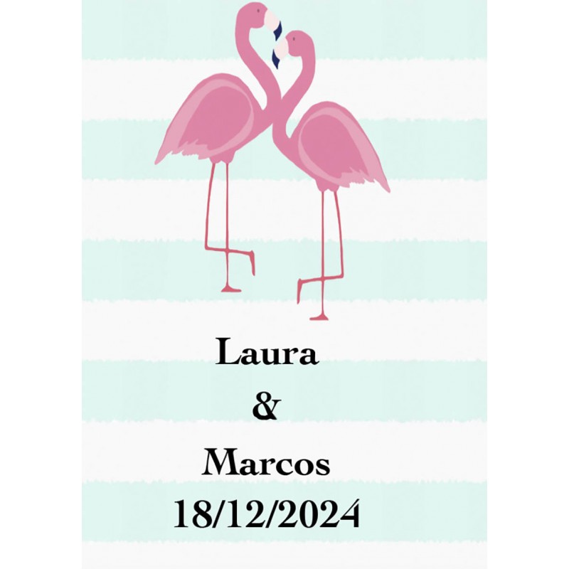 Grand autocollant flamant rose personnalisé pour les mariages