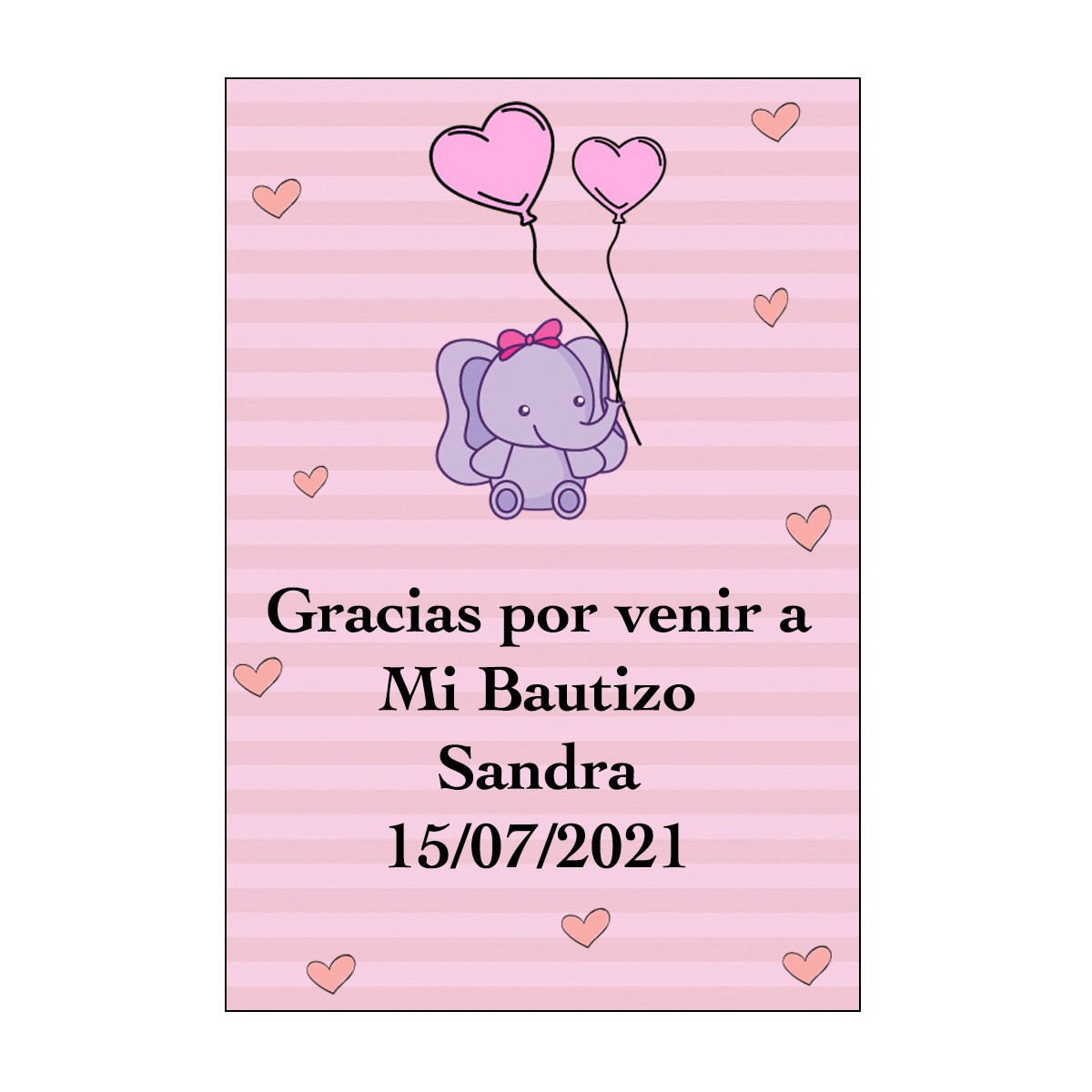 Sticker éléphant rose personnalisé pour baby shower ou baptême