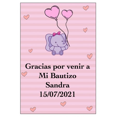 Sticker éléphant Rose Personnalisé Pour Baby Shower Ou...