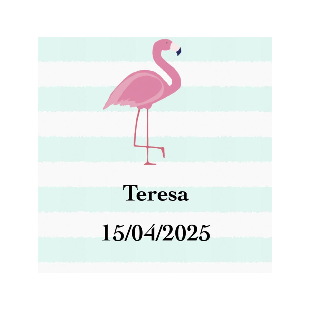 Sticker flamenco carré personnalisé avec nom et date