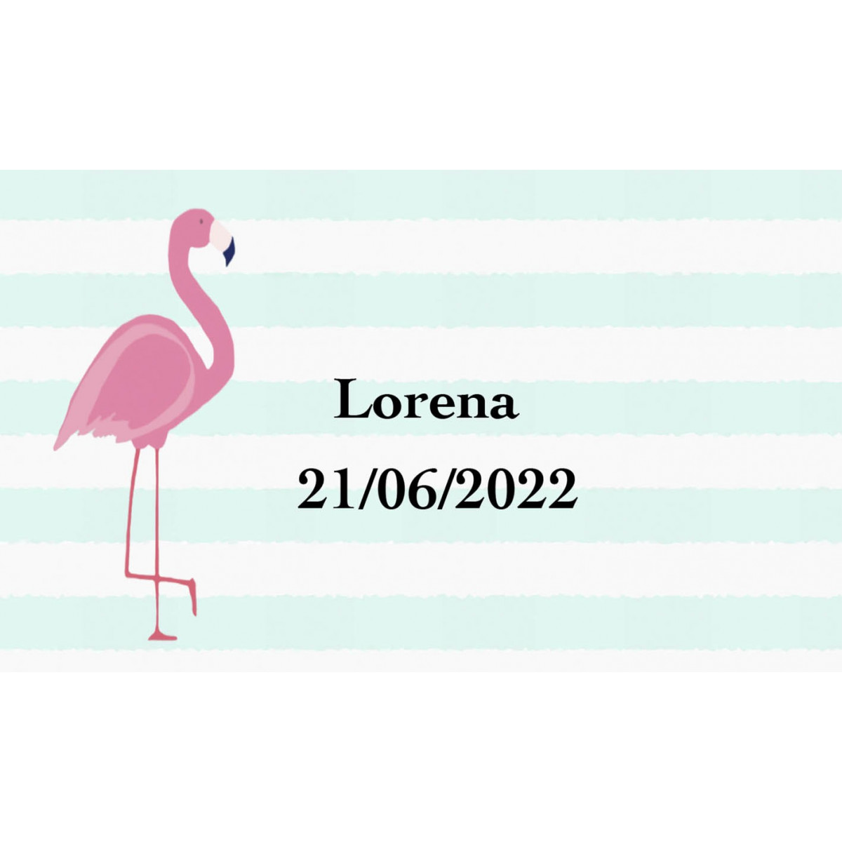 Autocollant flamant rose personnalisé avec nom et date