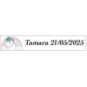 Sticker Licorne Arc En Ciel, Rectangulaire Personnalisé Avec Nom Et Date