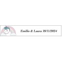 Autocollant licorne arc-en-ciel rectangulaire personnalisé pour les mariages