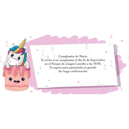 Invitation licorne personnalisée pour anniversaire