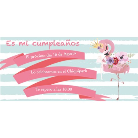 Invitation flamant rose personnalisée pour les anniversaires