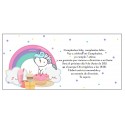 Invitation licorne arc en ciel personnalisée pour anniversaire