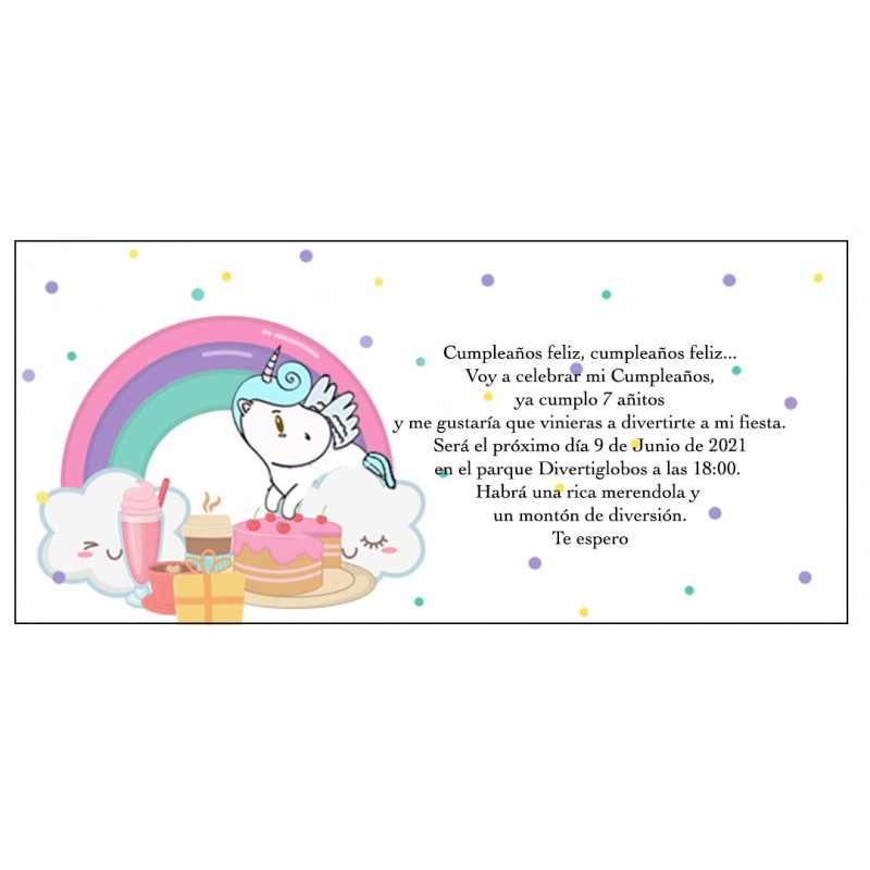 Invitation Licorne Arc En Ciel, Personnalisée Pour Anniversaire Invitation Licorne Arc En Ciel, Personnalisée Pour Anniversaire