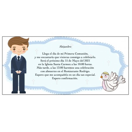 Invitation De Garçon De Communion Personnalisée