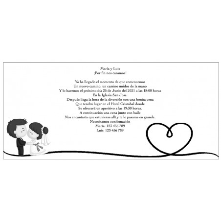Invitations de mariage personnalisées en noir et blanc