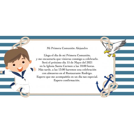 Invitation De Communion De Marin Personnalisé