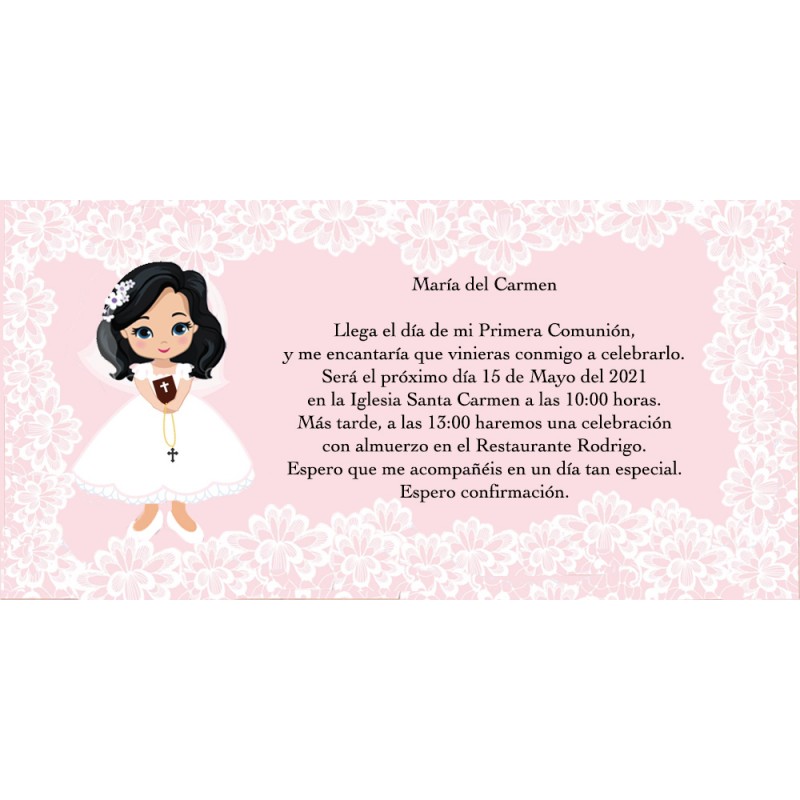 Invitation De Premiere Communion De Fille