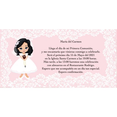 Invitation De Première Communion De Fille