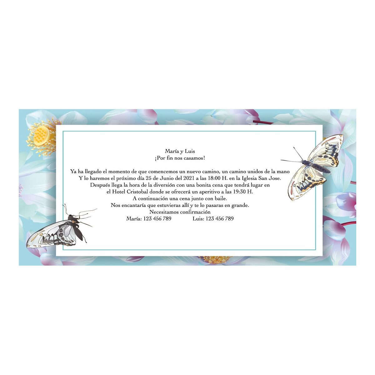 Invitations de mariage personnalisées par papillon