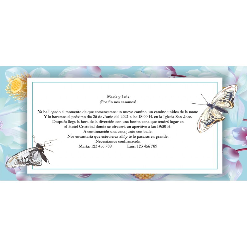 Invitations de mariage personnalisées par papillon