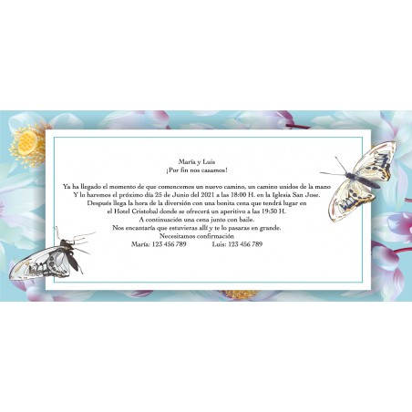 Invitations de mariage personnalisées par papillon