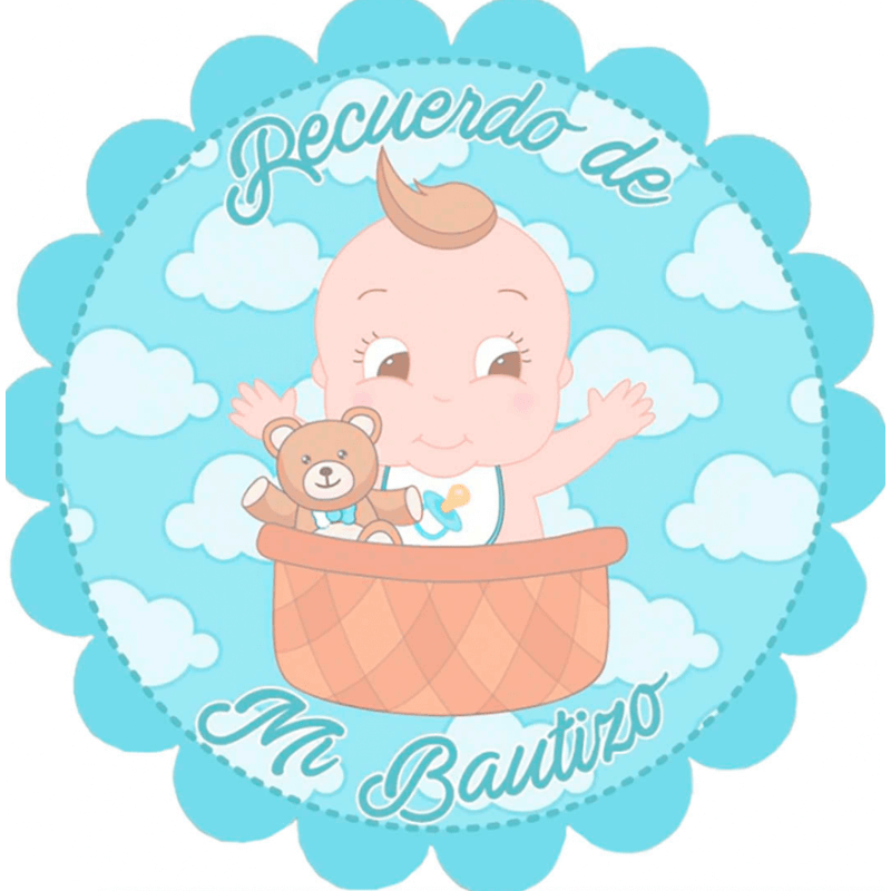 Sticker baptême bébé garçon