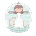 Autocollant carré communion fille