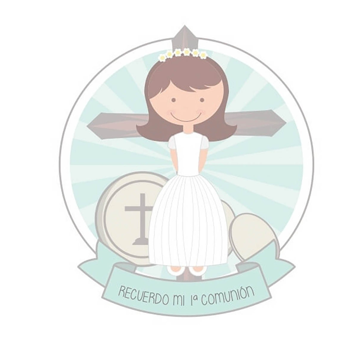 Autocollant carré communion fille