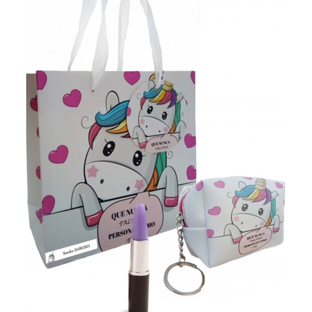 Porte clés porte clés avec stylo et sac licorne personnalisé