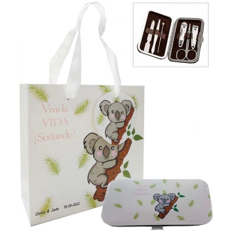 Set de manucure koala personnalisé avec sac pour mariage