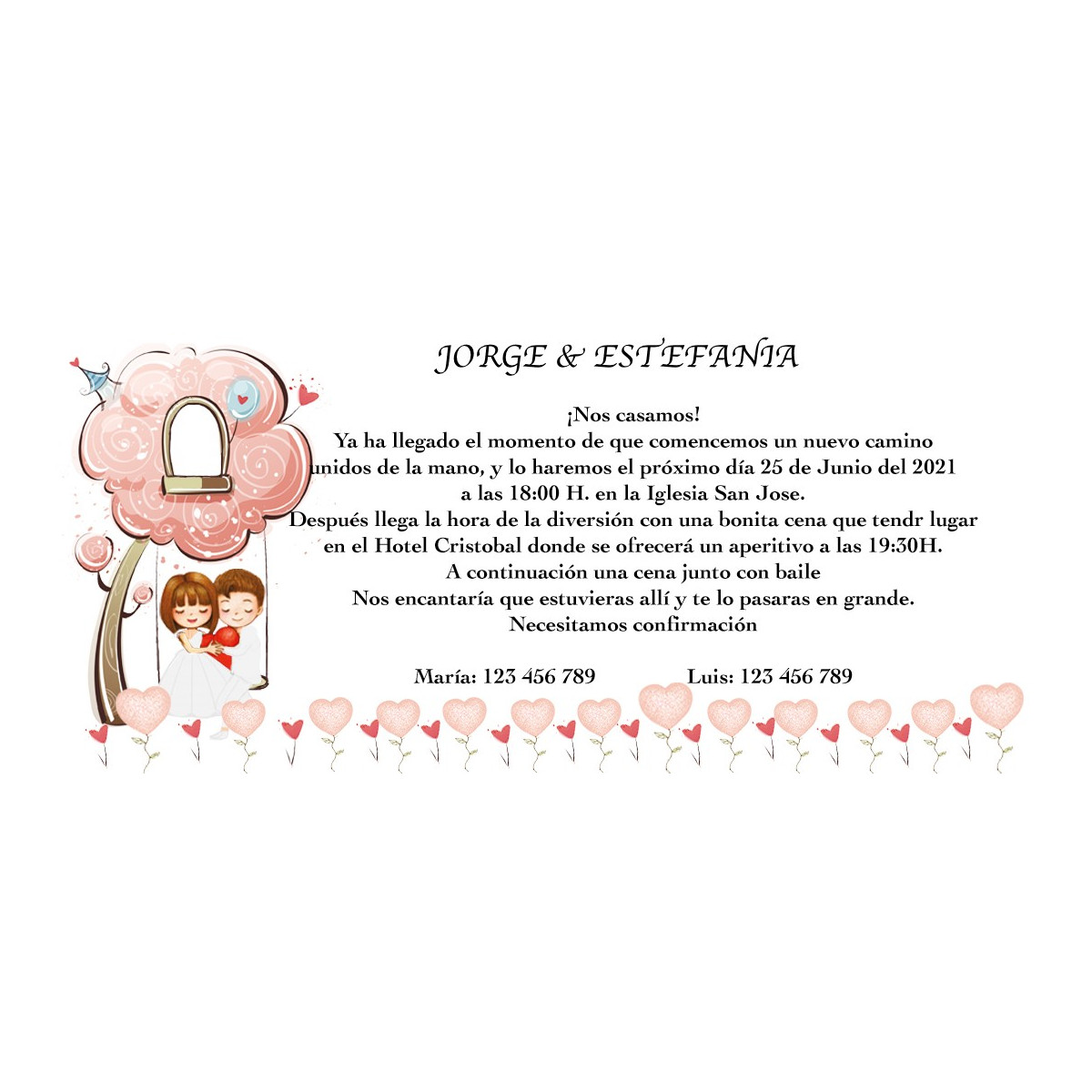 Invitations de mariage personnalisées romantiques